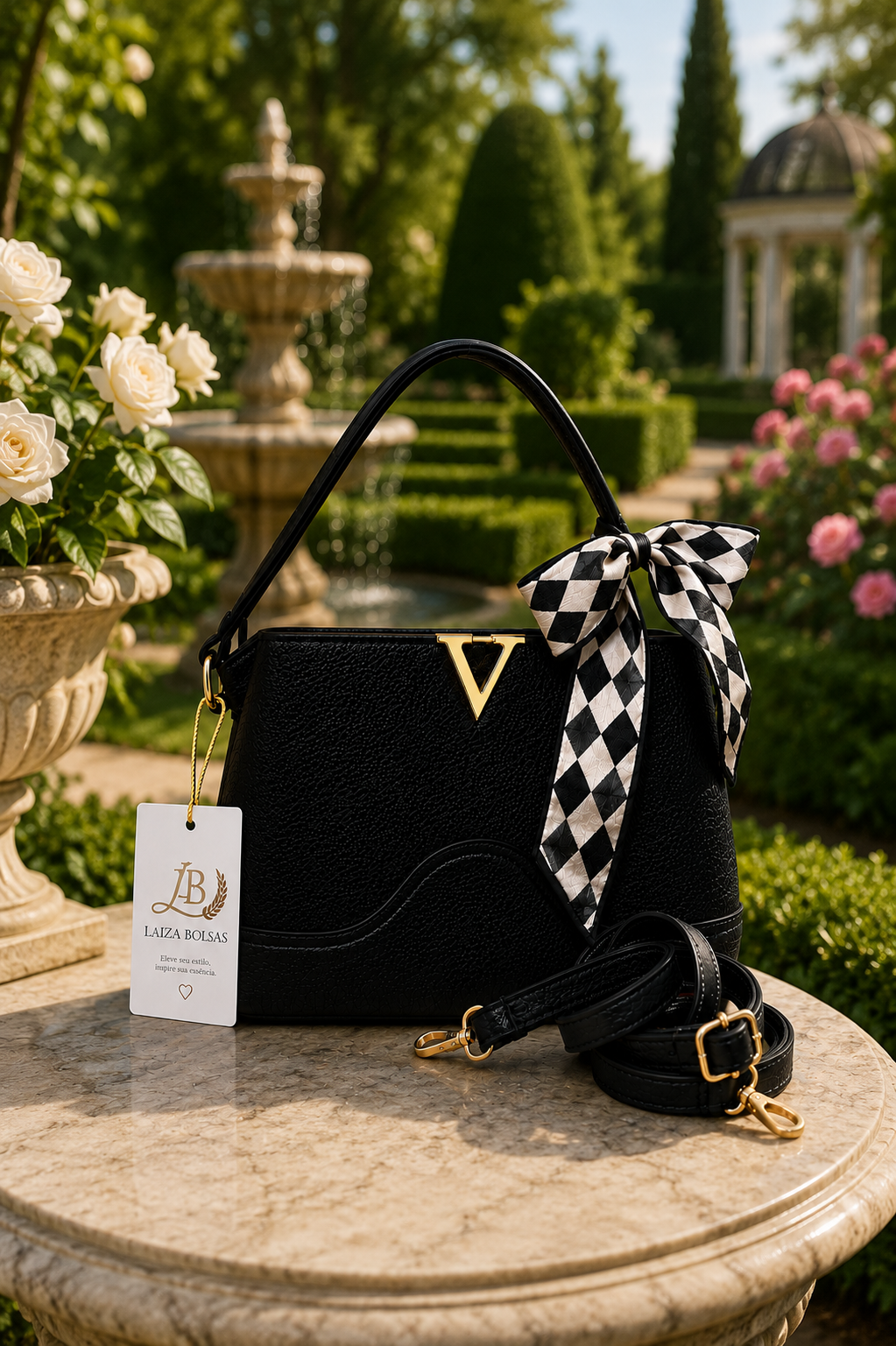 Bolsa Elegance Black com Lenço Exclusivo