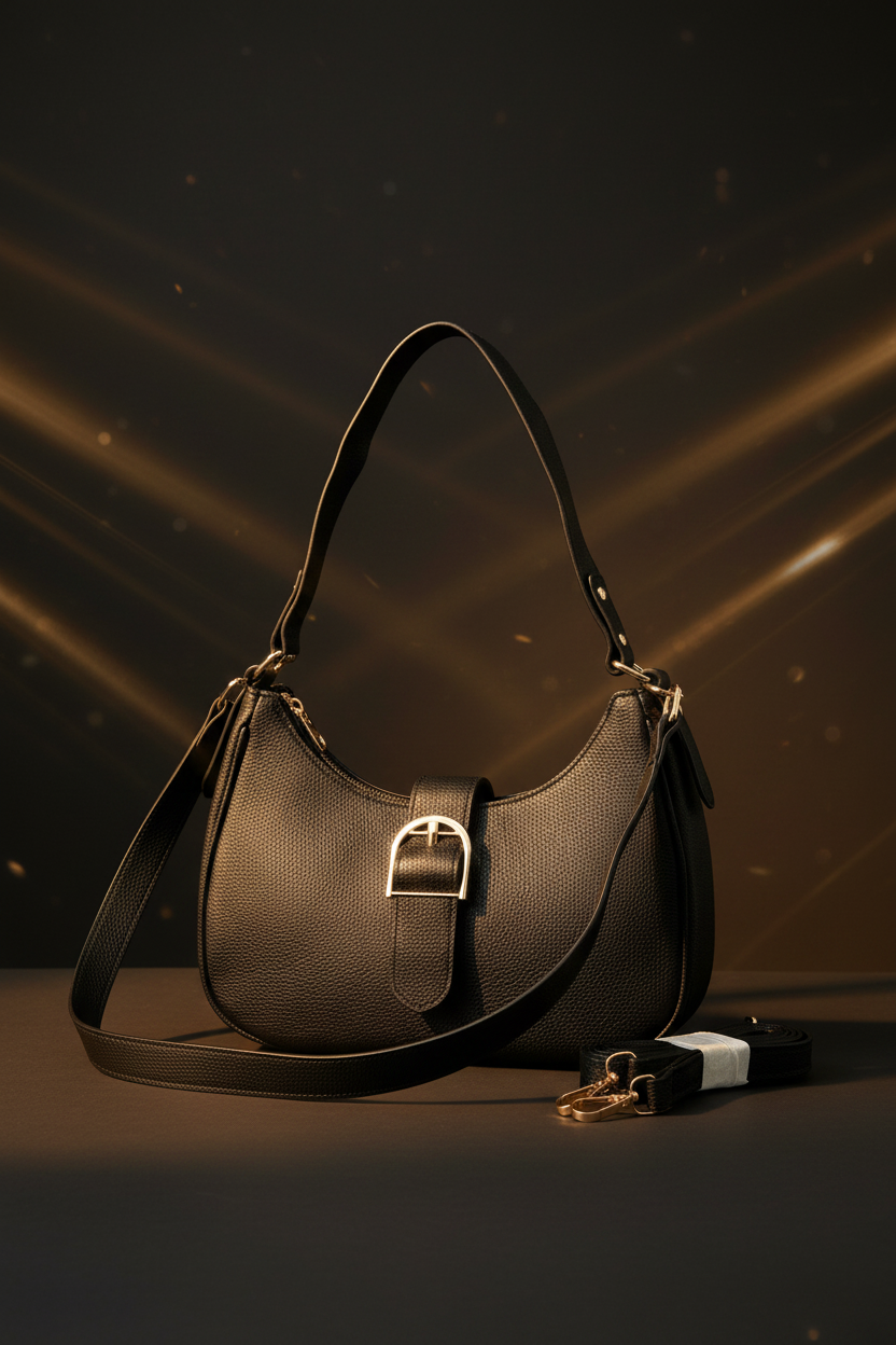 Bolsa Hobo Black Elegance — Alça única corrigida