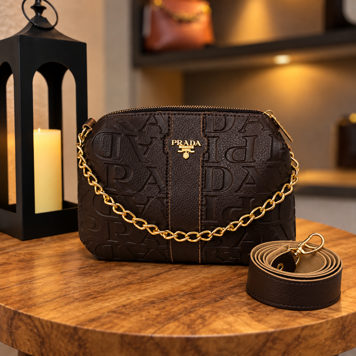 Bolsa mini marrom - vista frontal