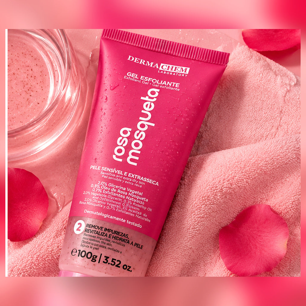 Gel Esfoliante Facial Rosa Mosqueta Dermachem 100g - fotografia profissional 2