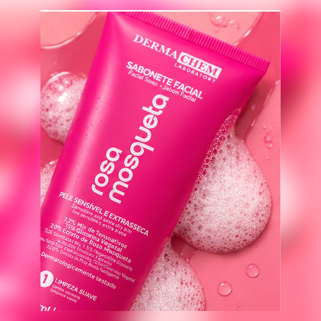 Sabonete Facial Rosa Mosqueta Dermachem 100ml - imagem profissional 3