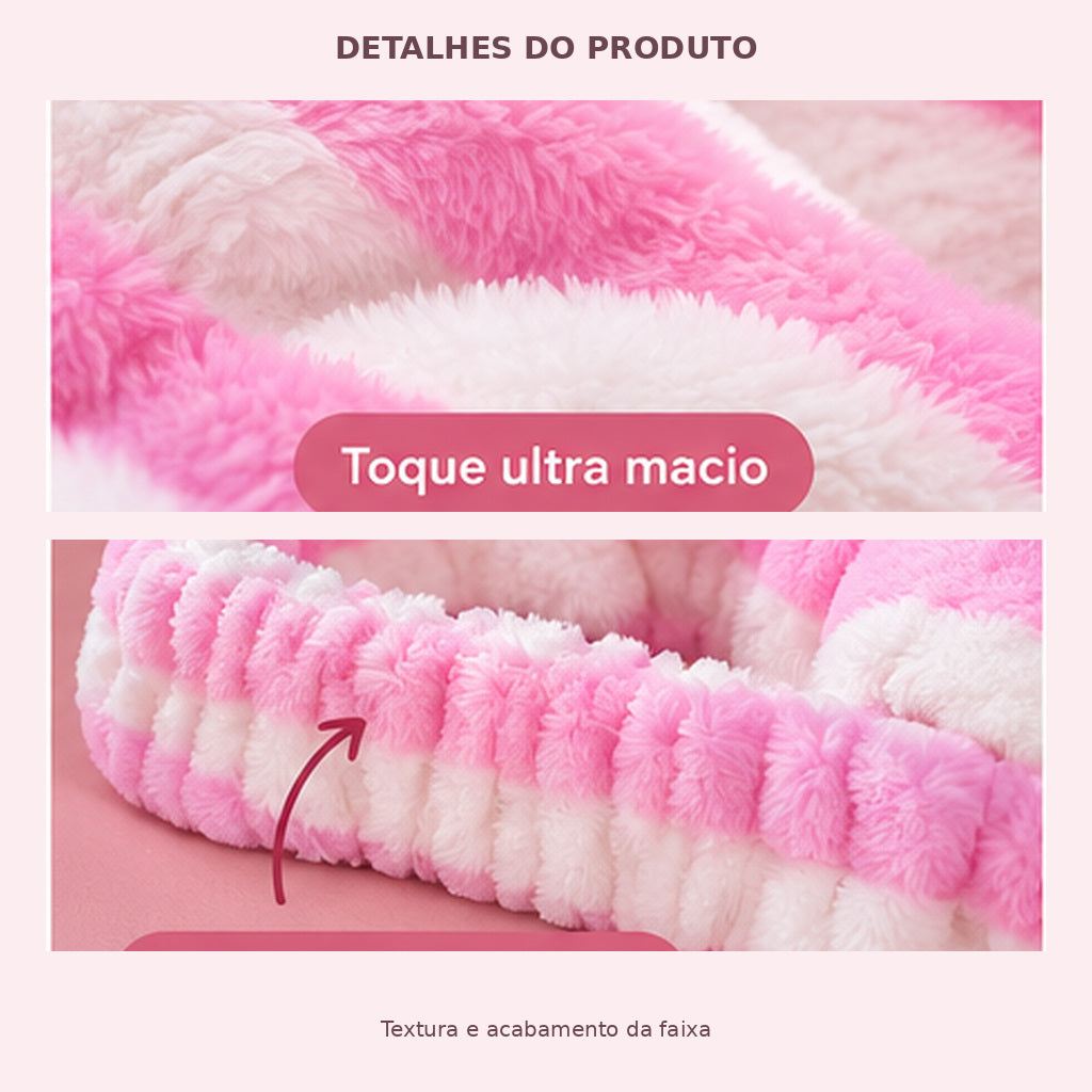 Faixa de cabelo atoalhada com laço para skincare, foto profissional 4