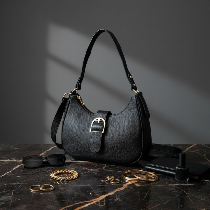 Bolsa Hobo Black Elegance com Alça Dupla