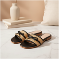 Mule Raffia Black Bow Luxe