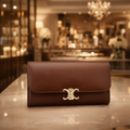 Bolsa Clutch Brown Gold Chain Luxe