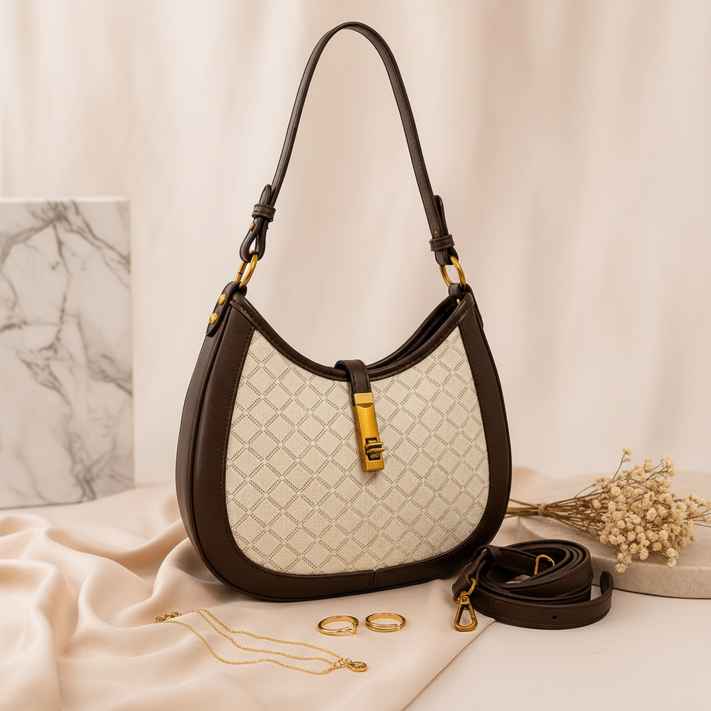 Bolsa hobo luxo em ambiente linho elegante
