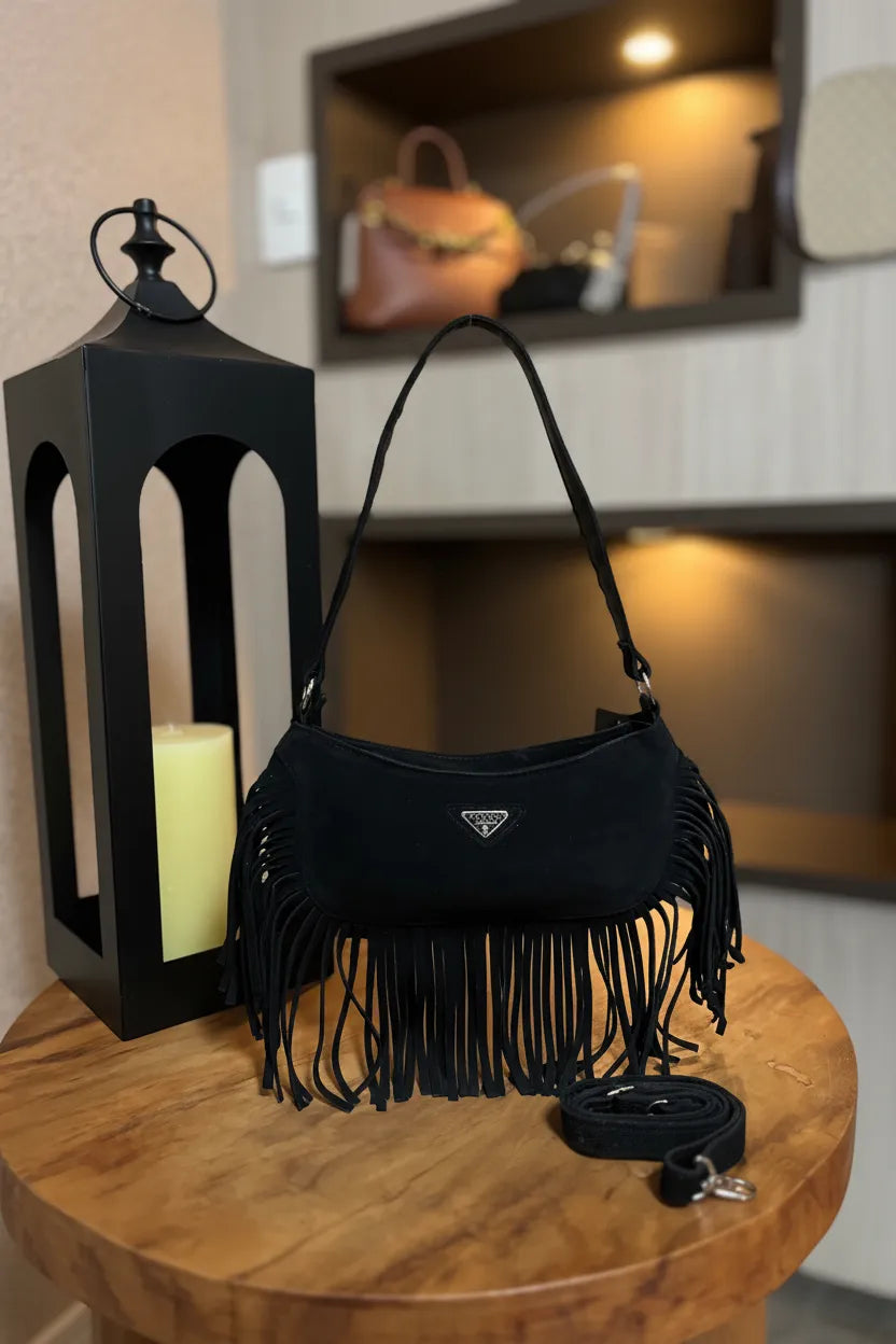 Bolsa Prada Hobo com Franjas 2 Cores