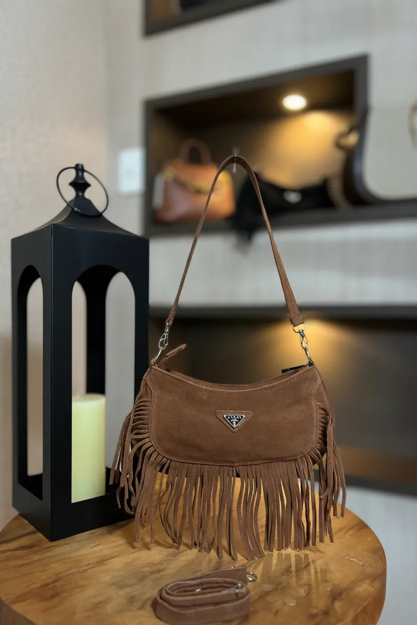 Bolsa Prada Hobo com Franjas 2 Cores
