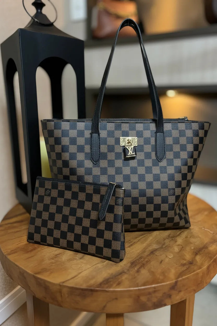 Bolsa Tote Louis Vuitton Damier Ebène com Carteira