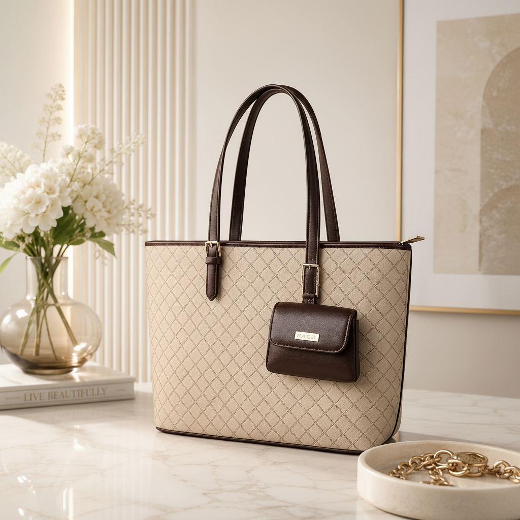 Bolsa tote matelâssê 2 em 1 com corrente dourada em mármore