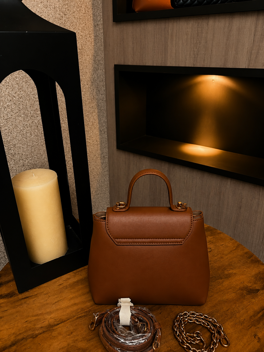 Bolsa Caramel Gold Chain