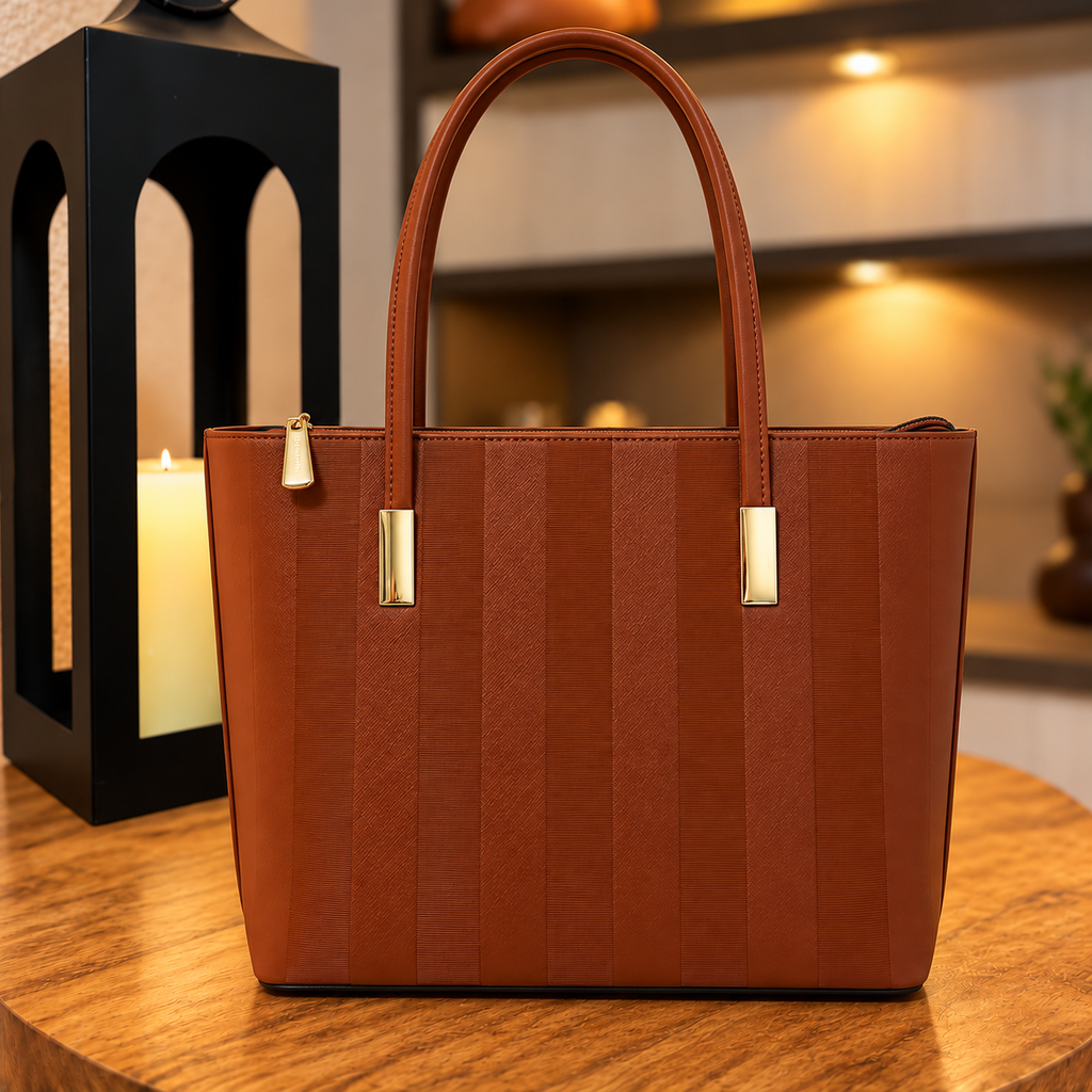 Bolsa Tote Caramelo Texturizada — Elegance Lines