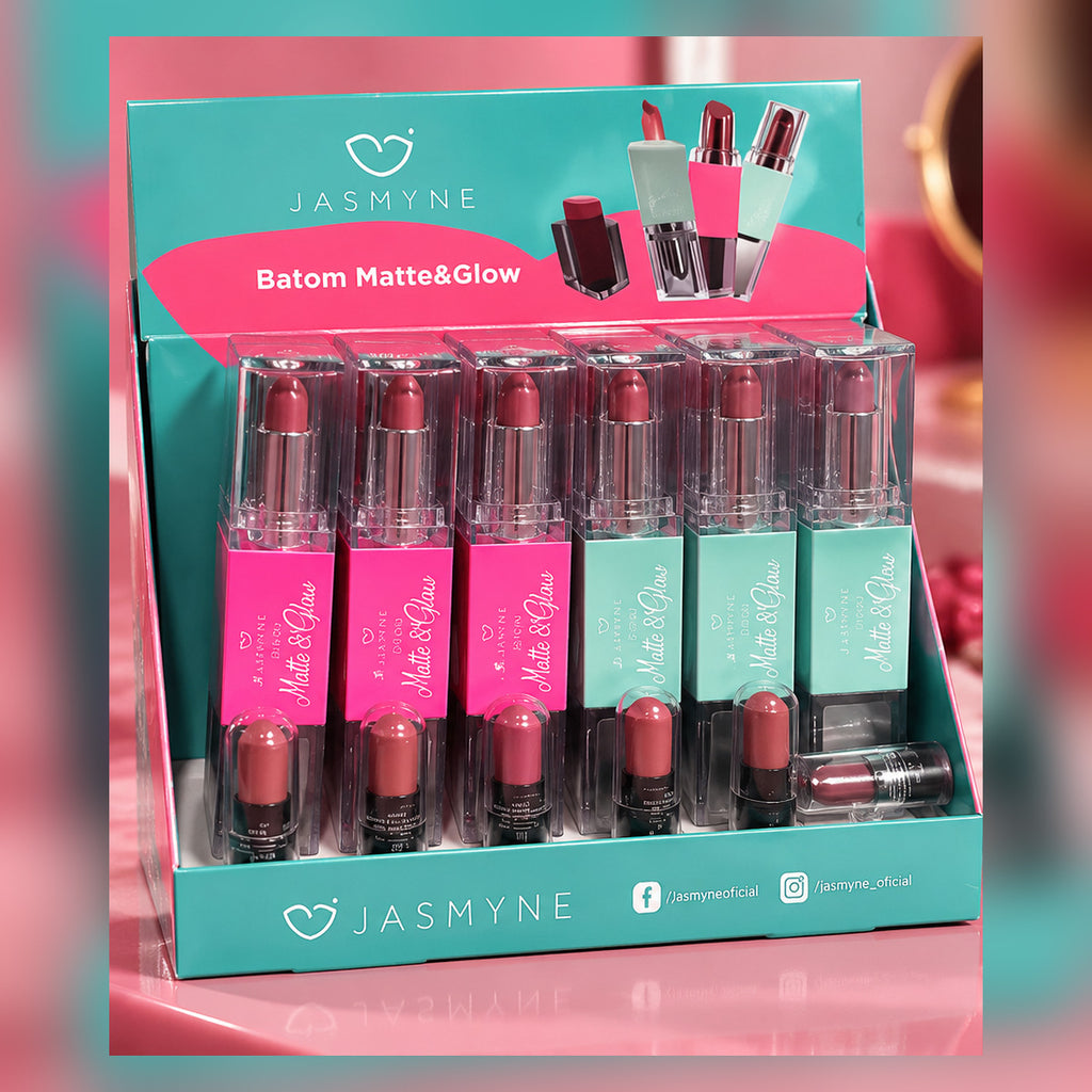 Batom Matte & Glow Jasmyne – imagem profissional 1, composição ilustrativa