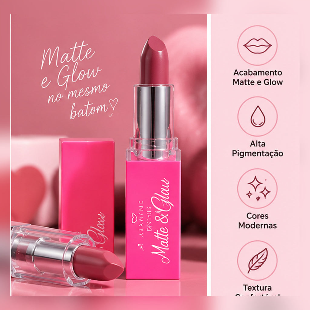 Batom Matte & Glow Jasmyne – imagem profissional 2, composição ilustrativa