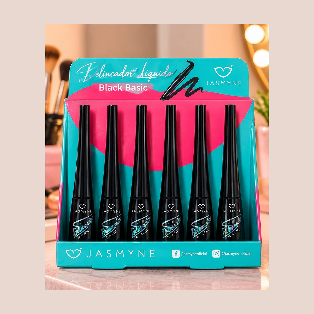 Kit de 6 delineadores líquidos Black Basic Jasmyne - foto profissional 1