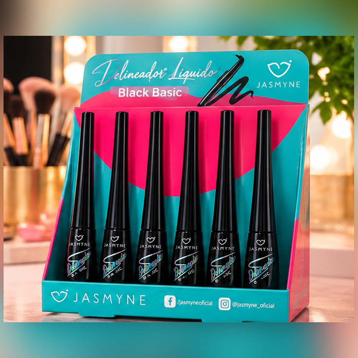 Kit de 6 delineadores líquidos Black Basic Jasmyne - foto profissional 2