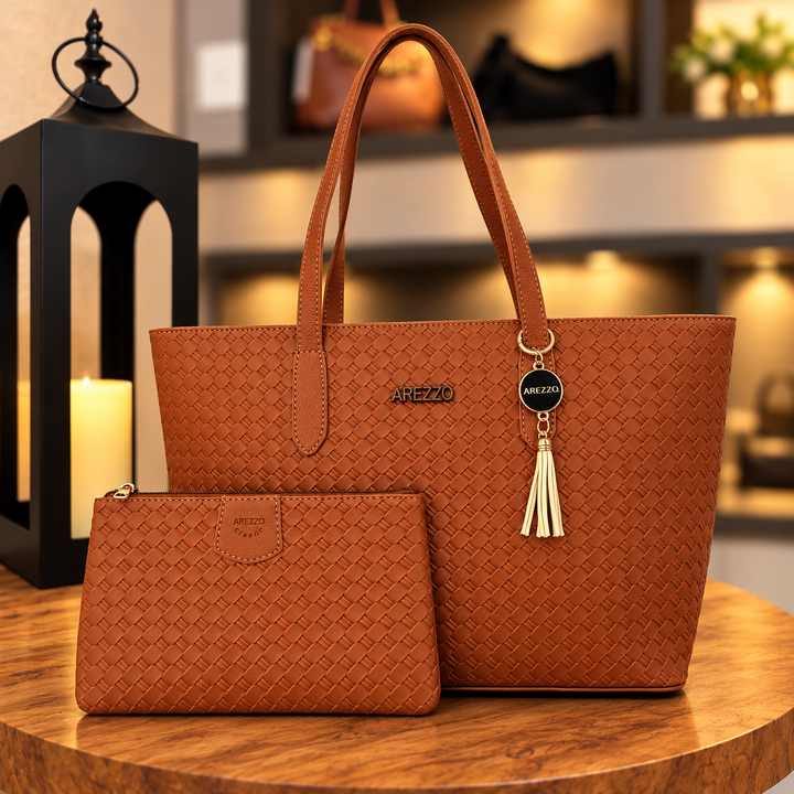 Bolsa Tote Trançada com Nécessaire — Trama Elegance