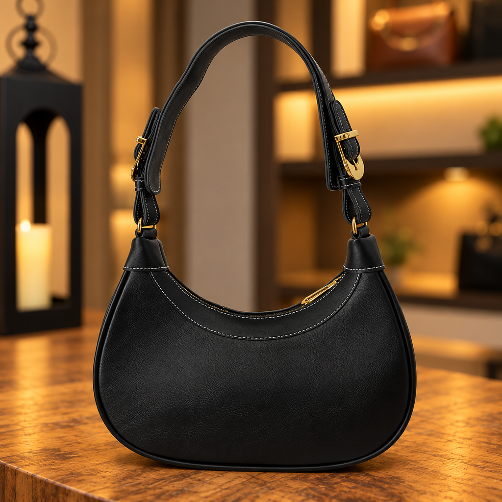 Bolsa Hobo Meia-Lua Preta — verso