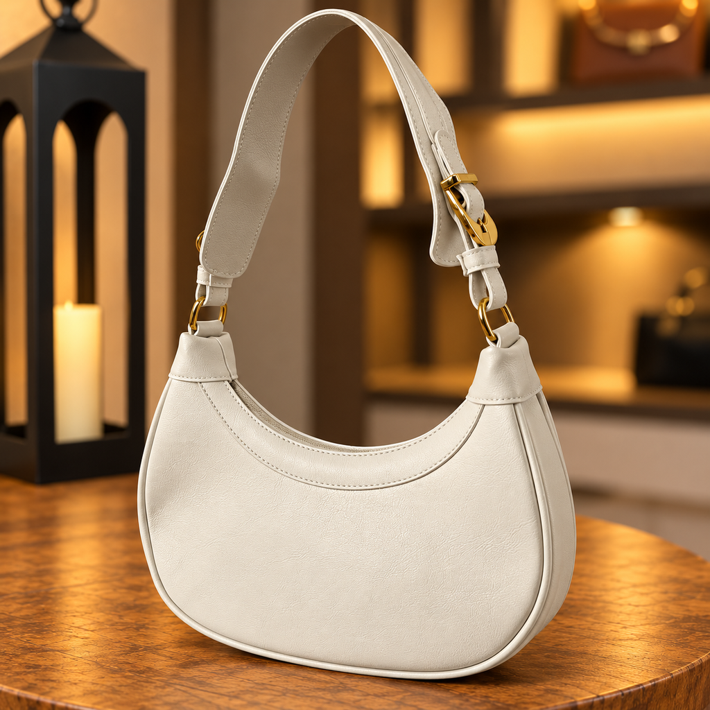 Bolsa Hobo Meia-Lua Off-white — verso