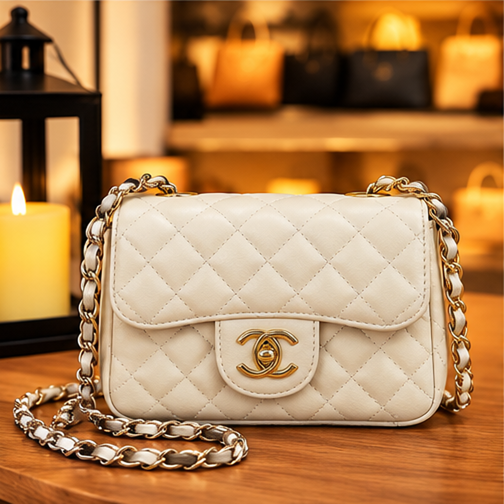 Bolsa Mini Matelassê Off-white — frente