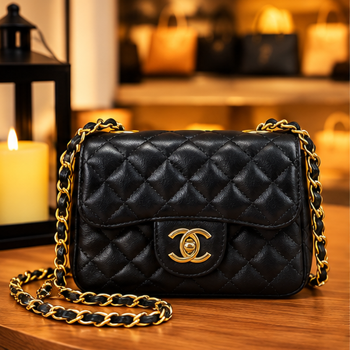 Bolsa Mini Matelassê com Corrente Dourada — Classic Chain