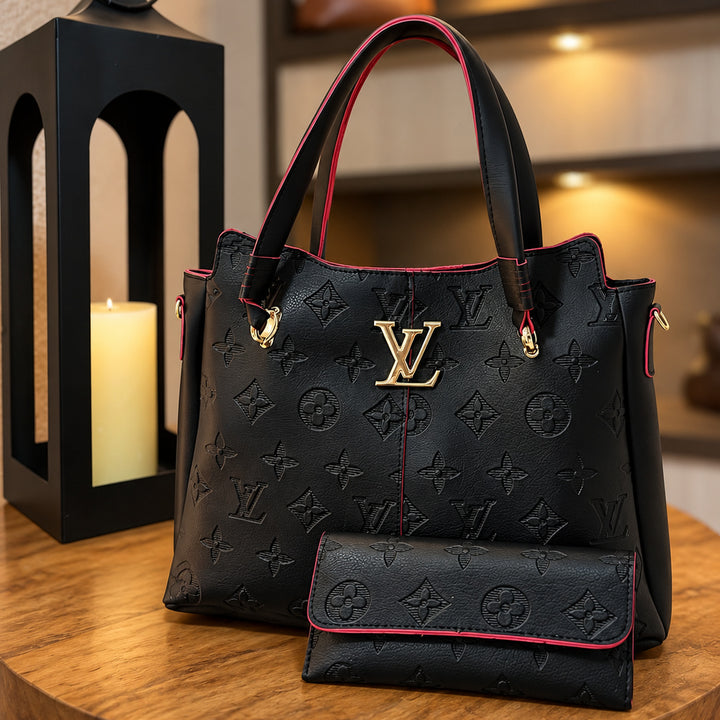Bolsa Tote Monograma em Relevo com Carteira — Duo Prestige