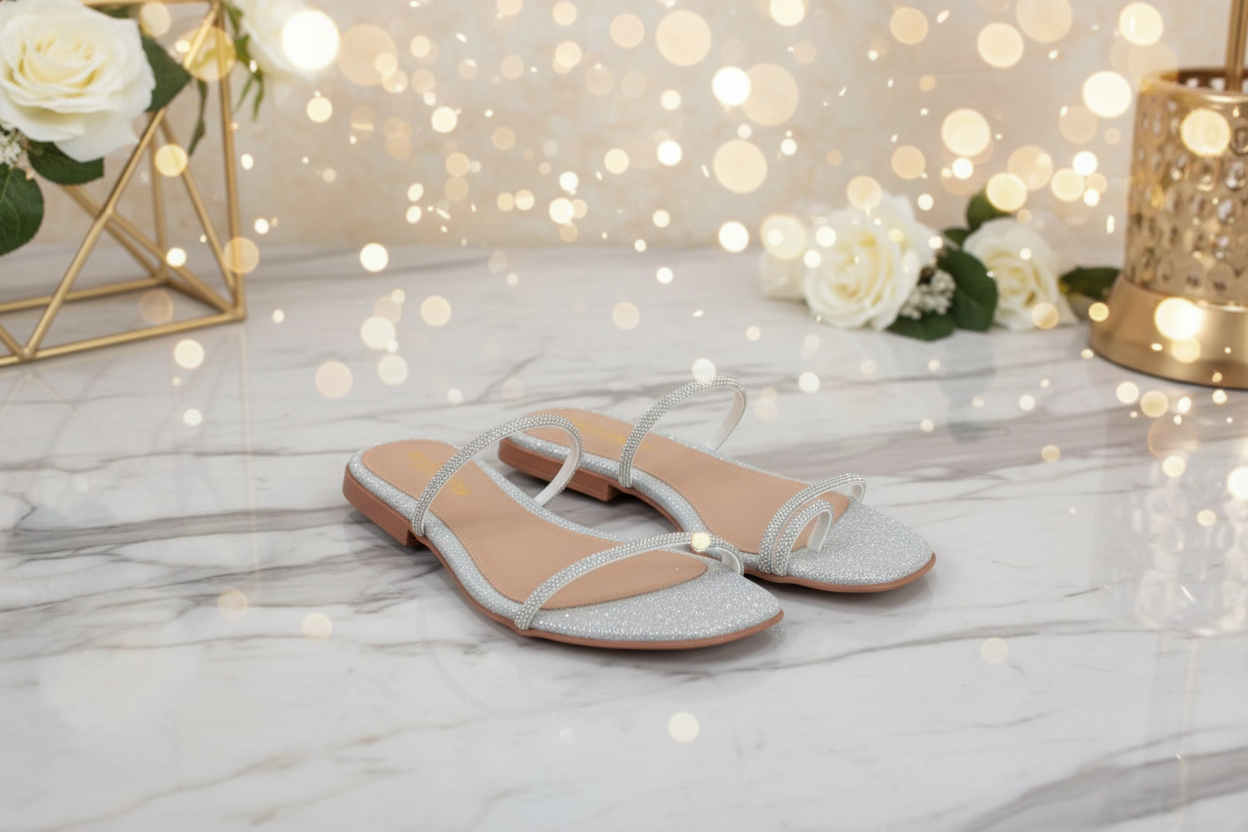 Rasteira Silver Crystal — Ambiente luxuoso sem modelo
