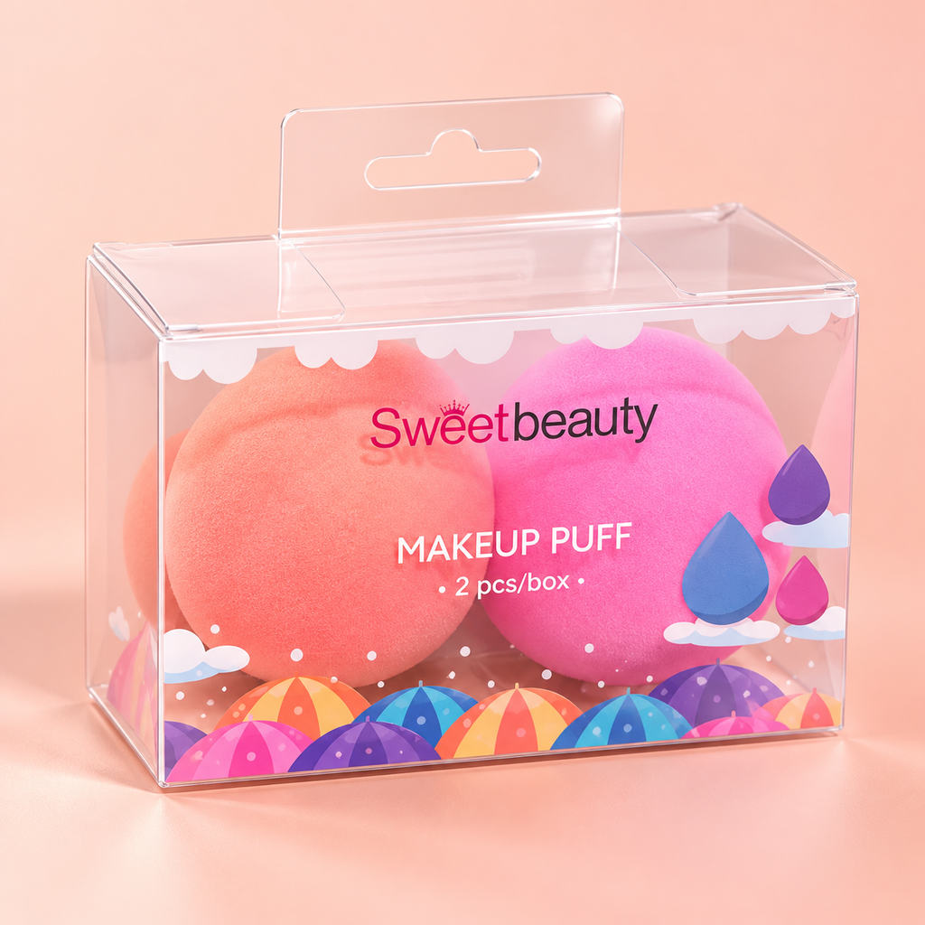 Kit de 2 Esponjas Sweetbeauty Makeup Puff, coral e rosa, imagem de estúdio 1 - composição digital ilustrativa